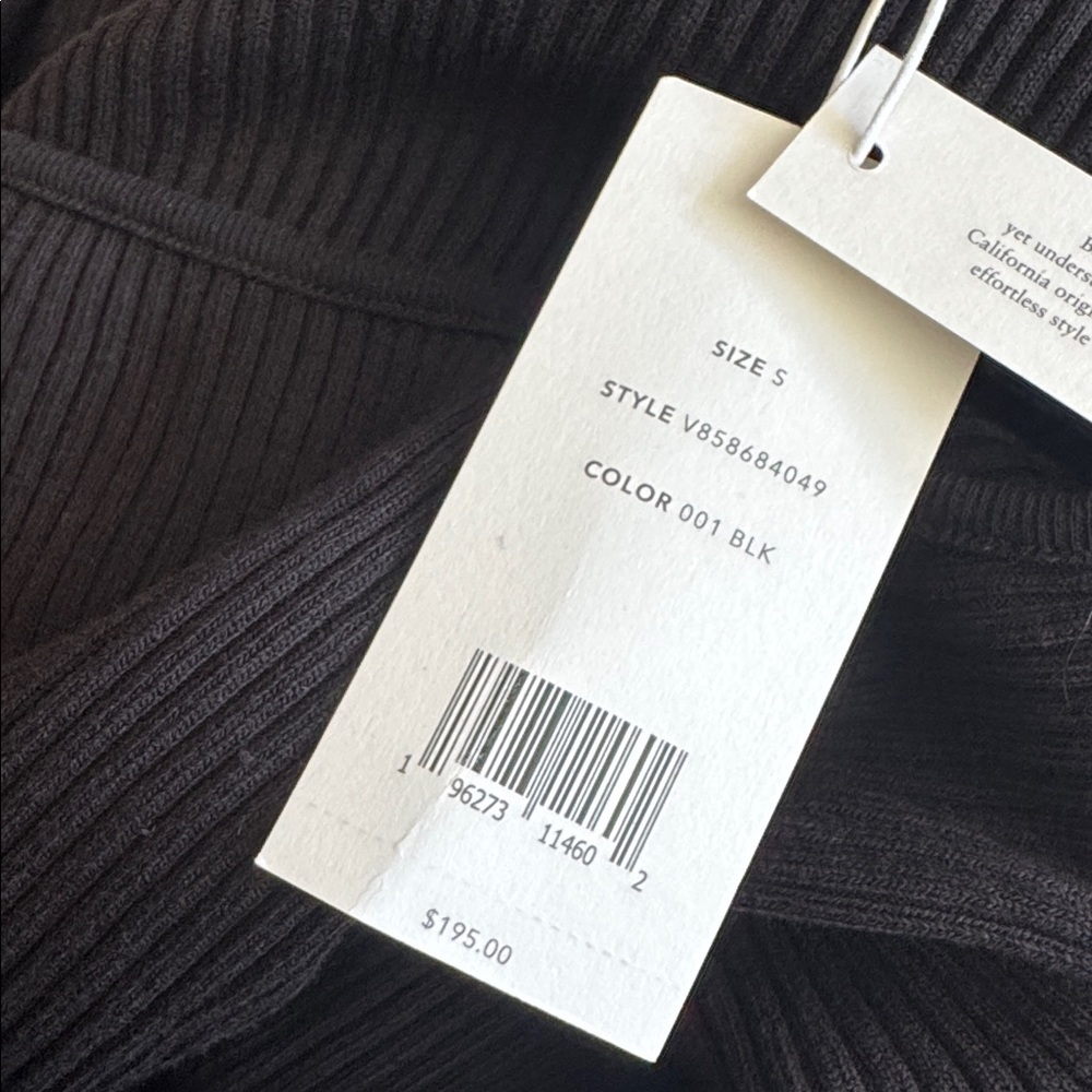 NWT Vince Square Neck Knit Dress Long Sleeve Black Ribbed Knit Mini Small $195 - Picture 7 of 7